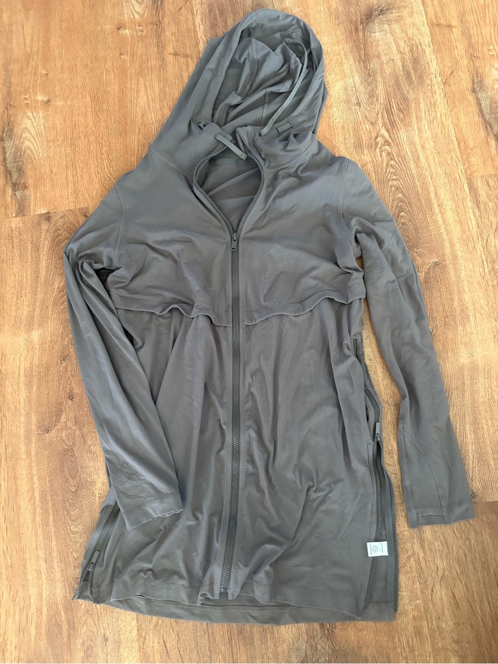 Boutique Women's Long Hooded Zip-Front Jacket - Gray